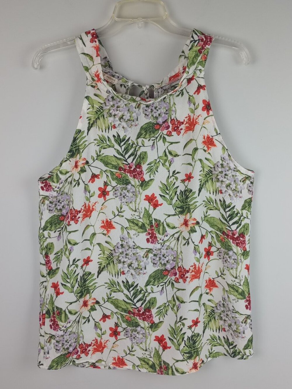 Twenty Second Womens S Cream Green Red Purple Floral Berries Halter Blouse